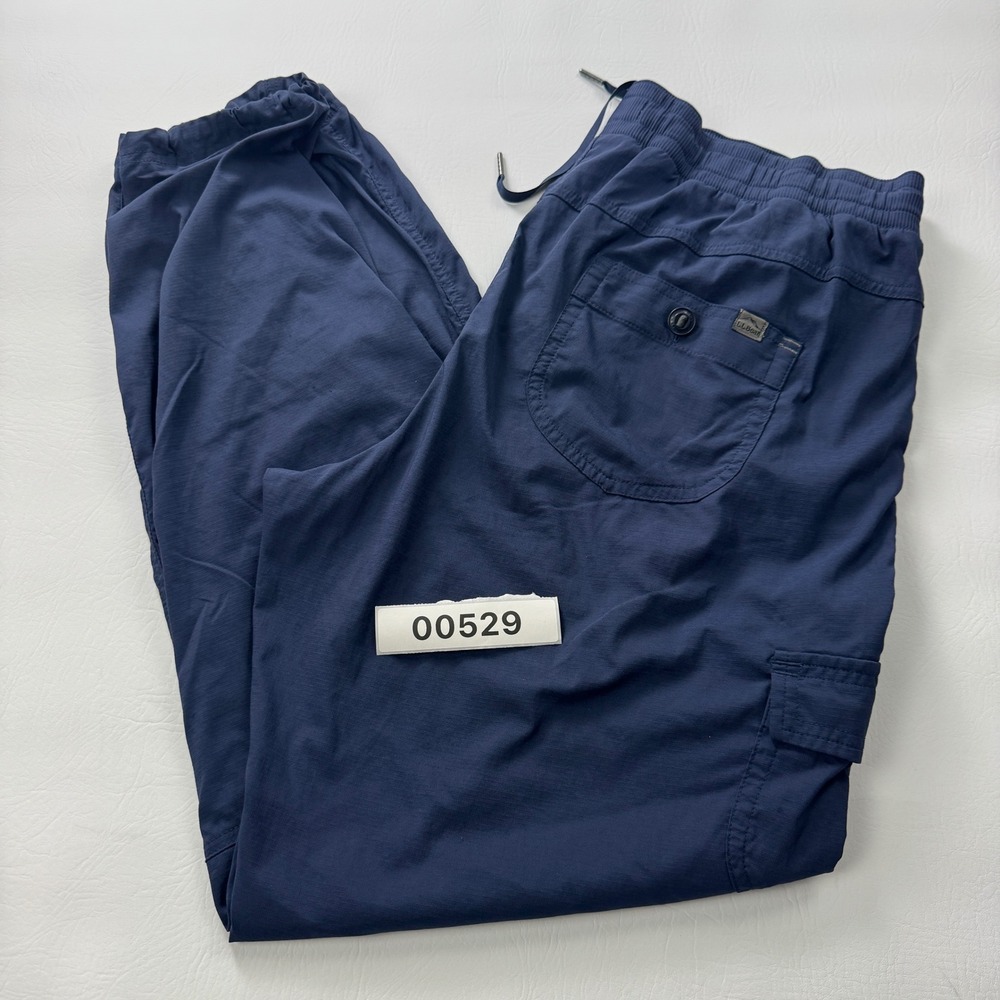 L.L. Bean Mens XL Navy Blue‎ Ripstop Cargo Pants Elastic Waist Hiking Outdoor - Picture 15 of 15